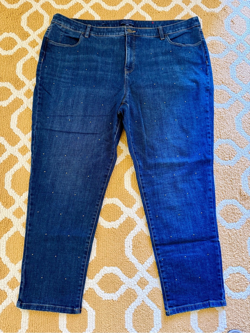 Talbots Dark Blue Cropped Ankle Jeans with Stud Detail